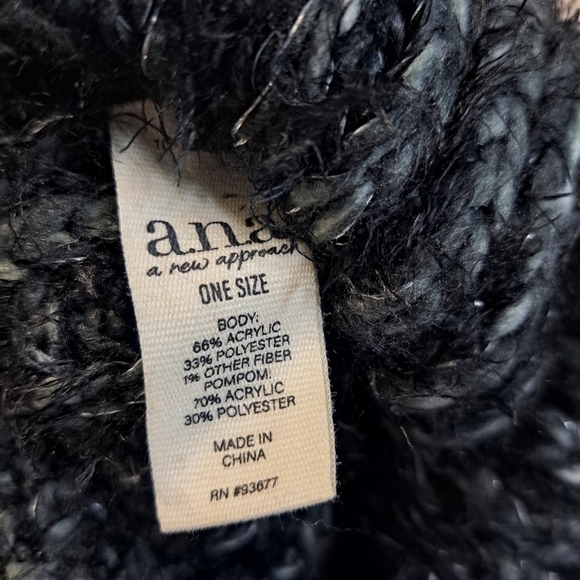A.n.a A New Approach Metallic Black Pom Hat Beanie - Picture 2 of 4